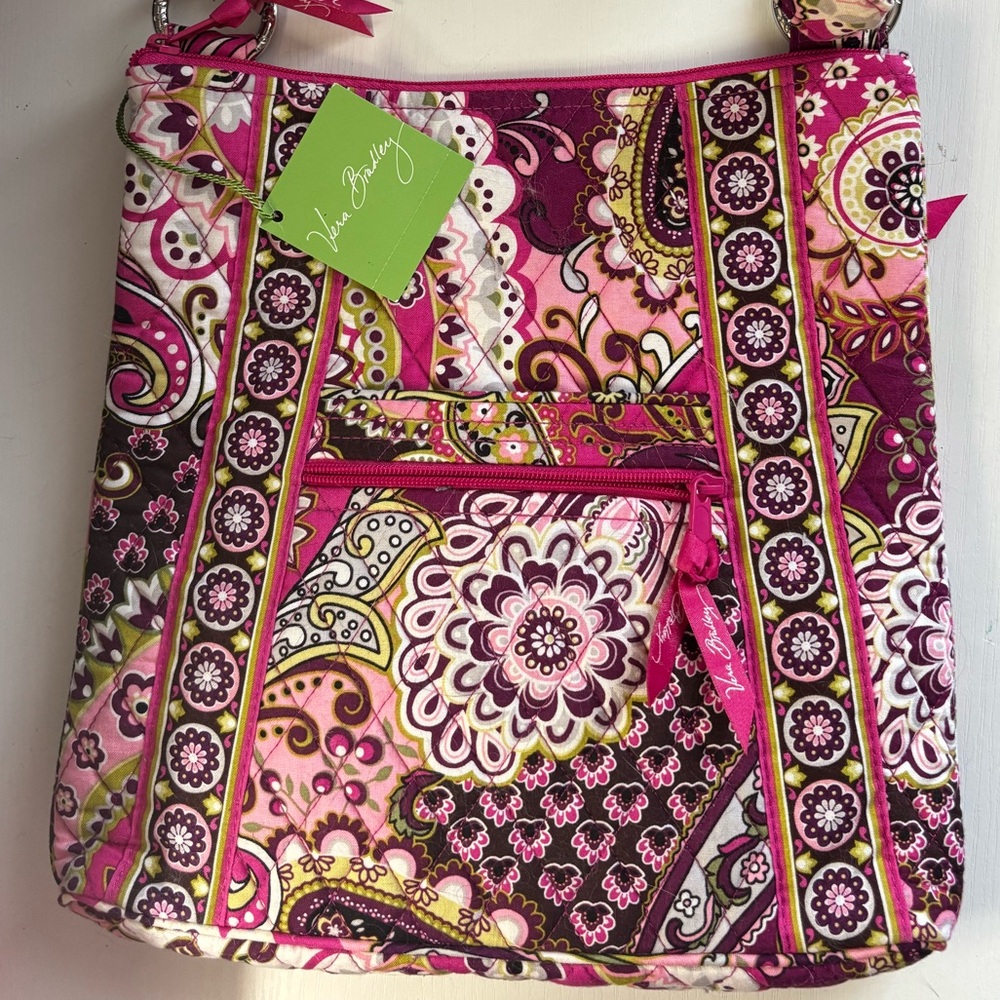 Vera Bradley Pink and Brown Paisley Crossbody Bag